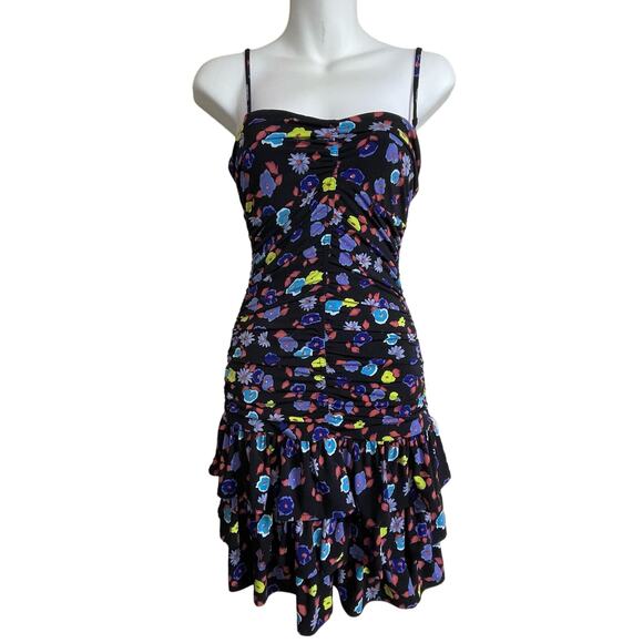 Free People S Ruched Bodycon Mini‎ Dress – Floral, Boho Festival Y2K - Picture 1 of 8